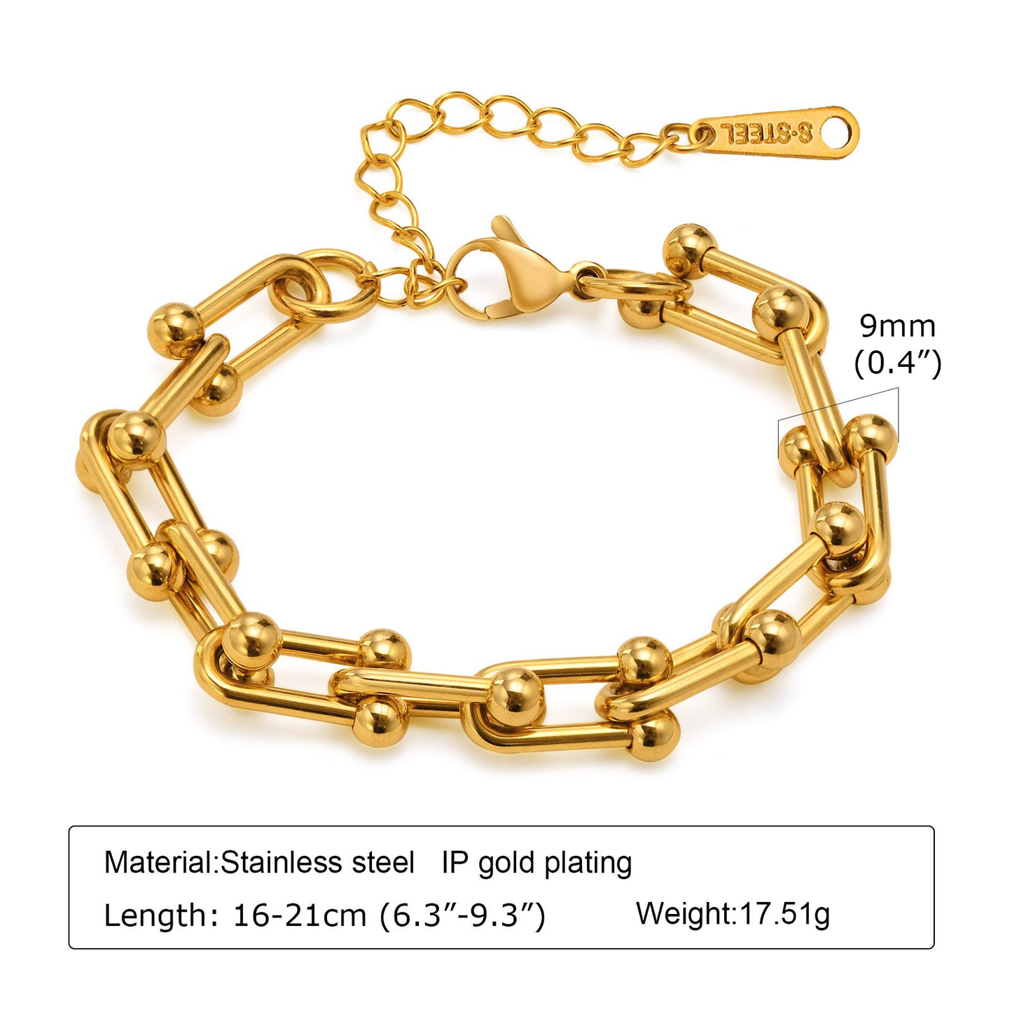 Steel Twin Simple Personality Chain Gold Bracelets