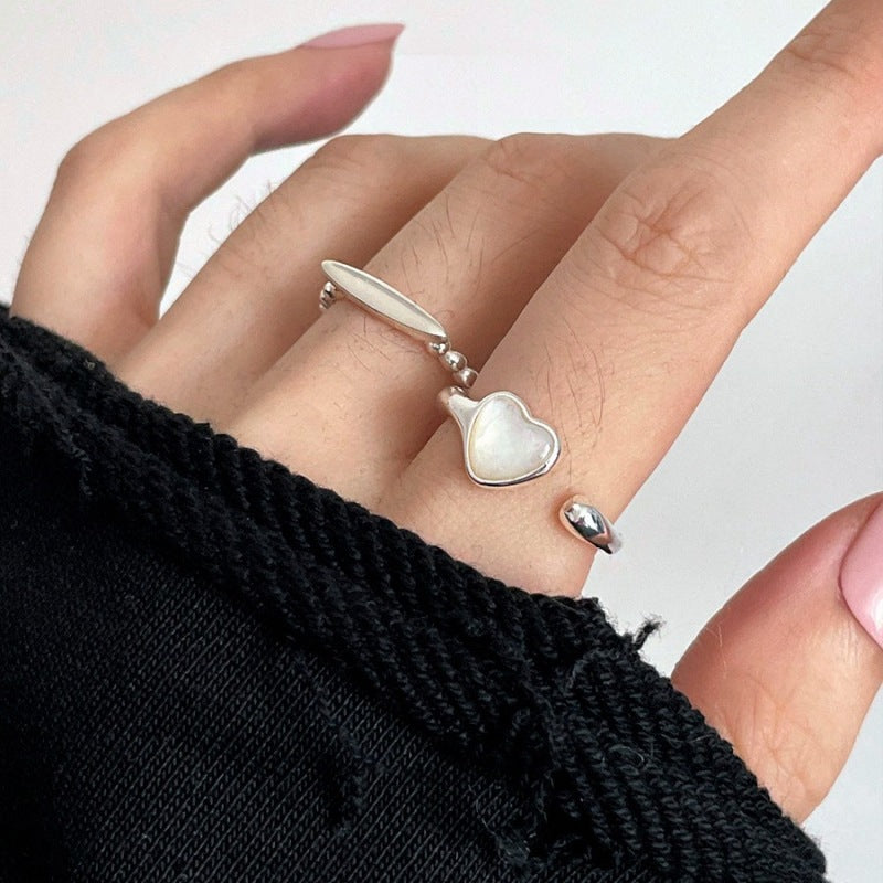 Sweet Loving Heart Female Twin Graceful Geometric Thread Rings