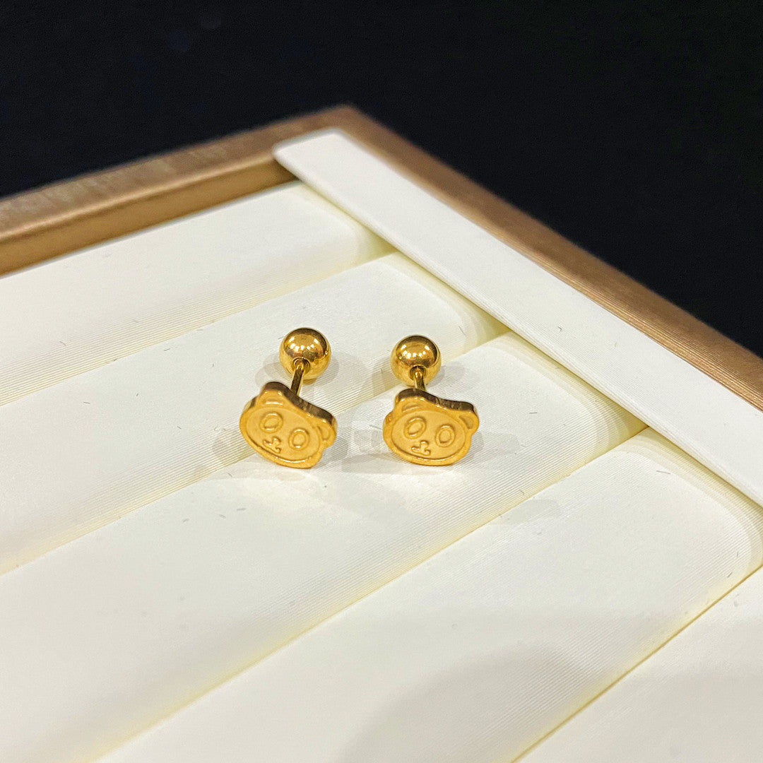 Series Titanium Steel Gold-plated Screw Thin Earrings