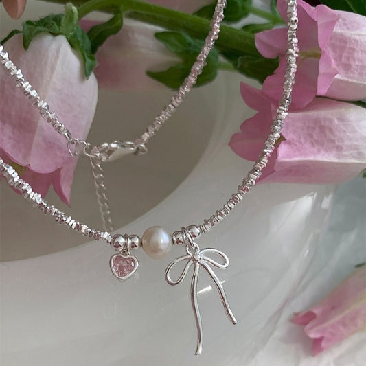 Female Summer Ballet Style Pink Diamond Necklaces