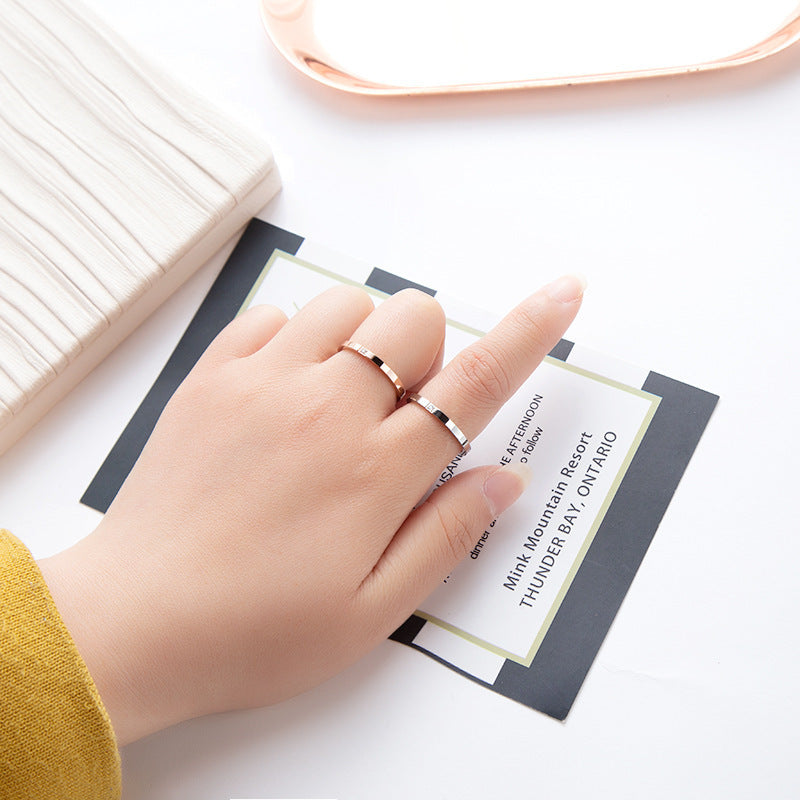 Women's Simple Ultra Fine Diamond Titanium Style Rings