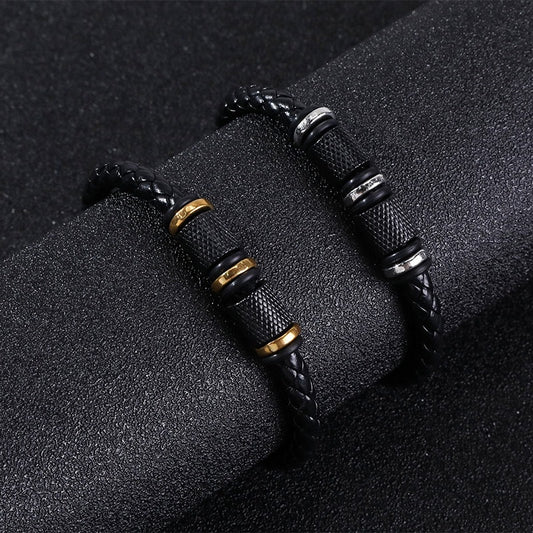 Men's Leather Woven String Beaded Simple Fashion Bracelets
