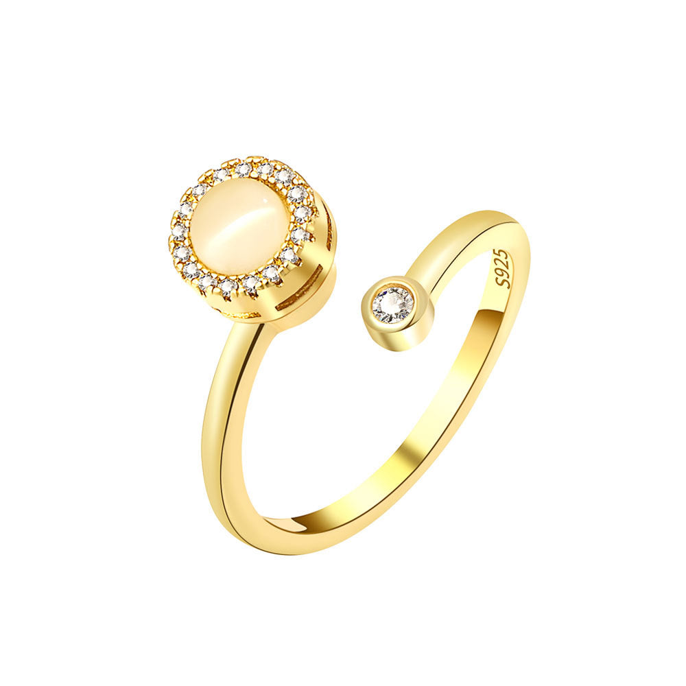 Sier Opal Lucky Rotatable Female Design Light Luxury Rings