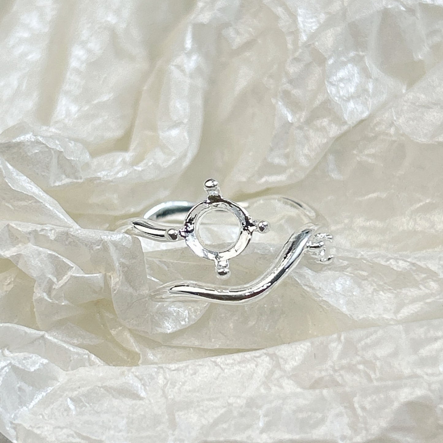 Setting Big Diamond Round Drip Love Open Mouth Inlaid Ring