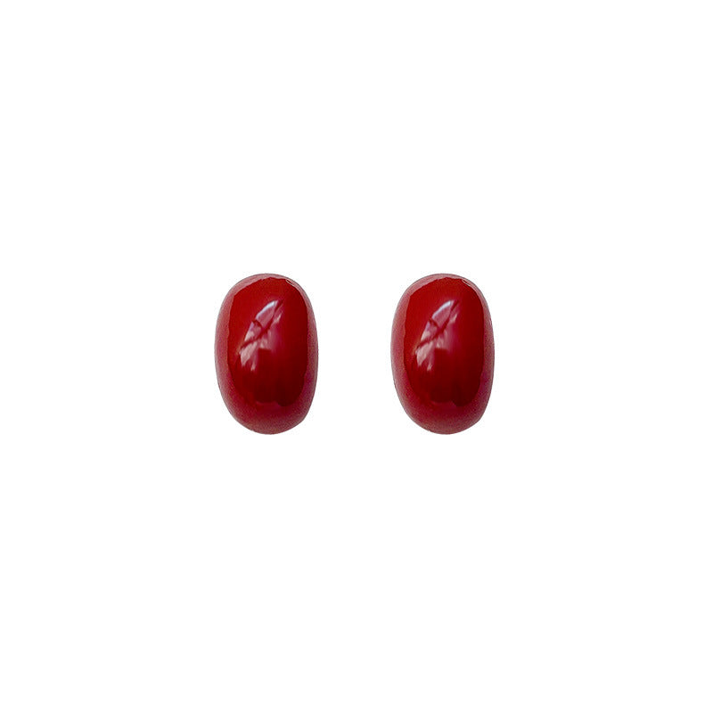 Network Ear High-grade Red Retro Style White Earrings