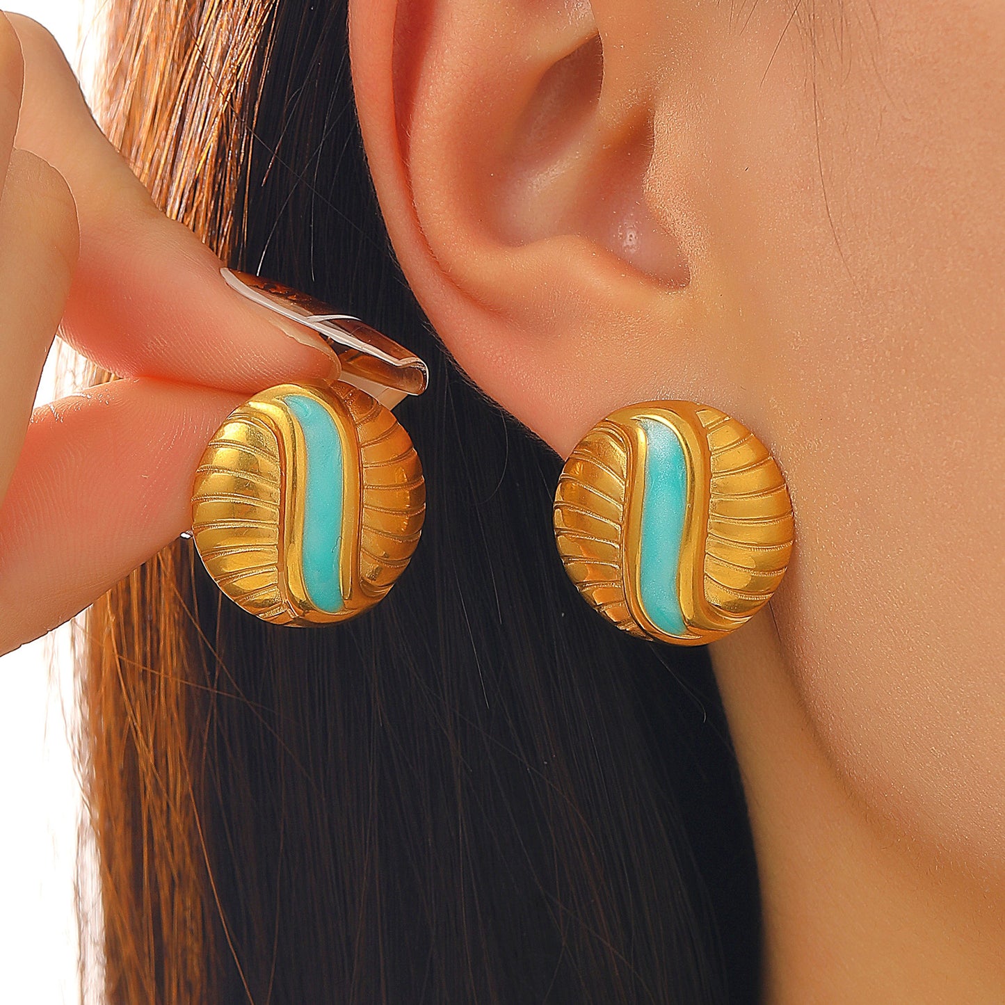 Fashion Gold Stainless Steel Ear Vintage Earrings