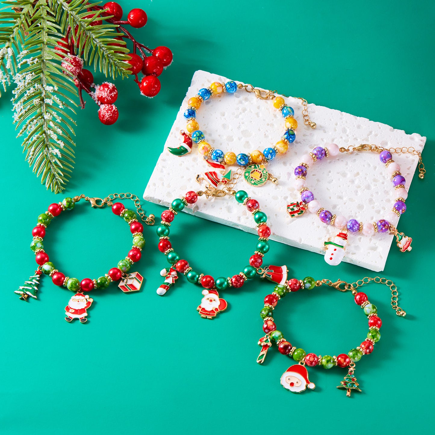 Hot Christmas Gift Beaded Letter Stretch Bracelets