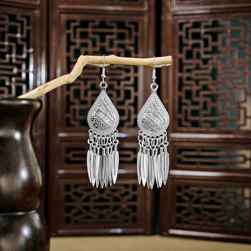 Imitation Miao Sier Ethnic Style Peacock Earrings