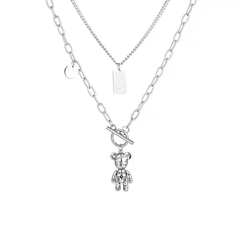 Women's Steel No Fading Bear Hip Hop Long Necklaces