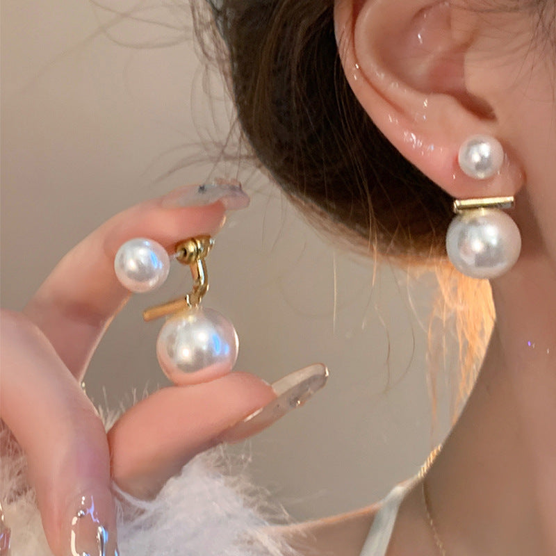 Women's Sier Needle Light Luxury Minority Pearl For Graceful Stud Earrings