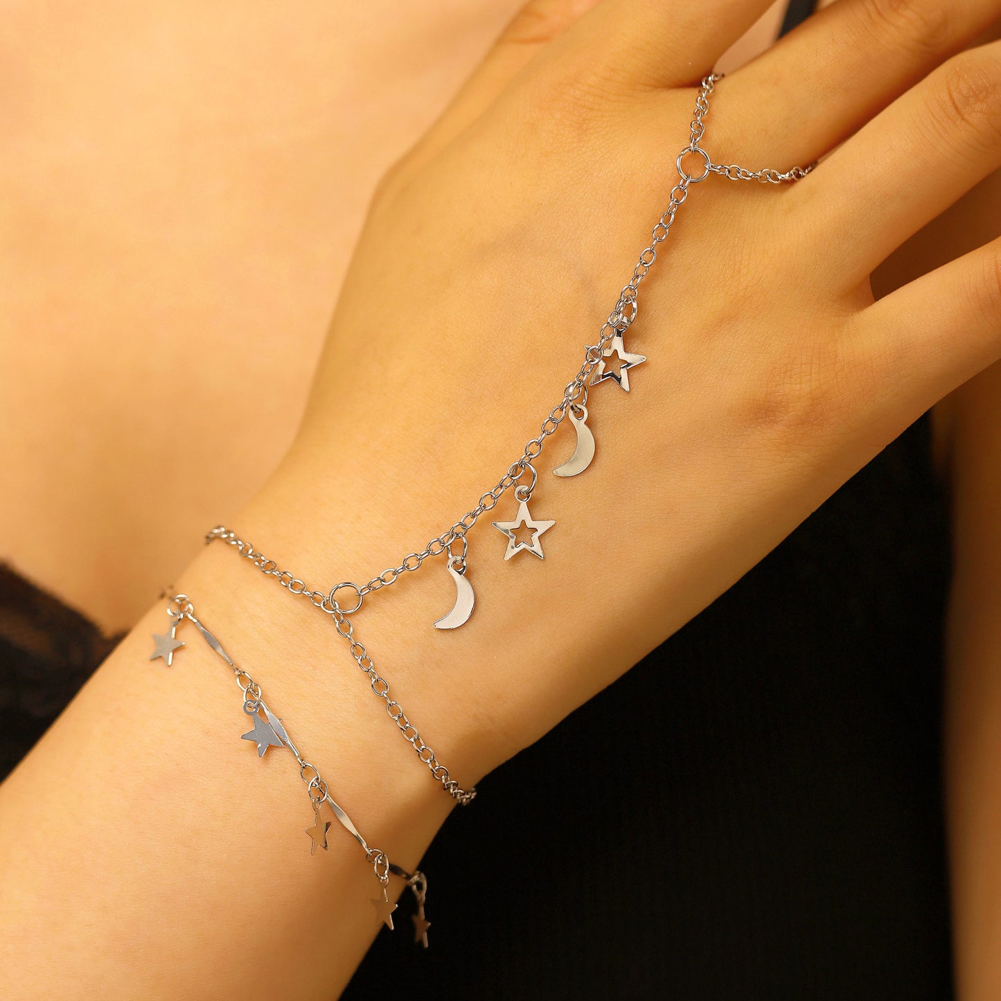 Butterfly Love Pearl Finger Hip Hop Exaggerated Bracelets