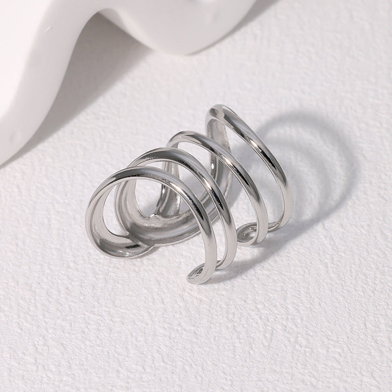 Cold Style Stainless Steel Open Line Rings