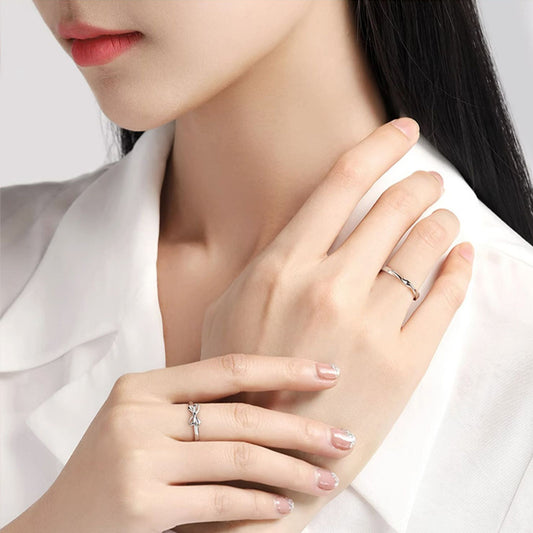 Couple Niche Sweet Bowknot Open Fashion Rings