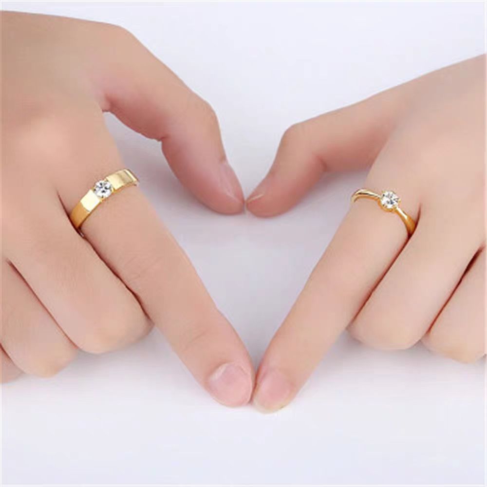 Opening Couple Female Korean Style Zircon Crown Rings