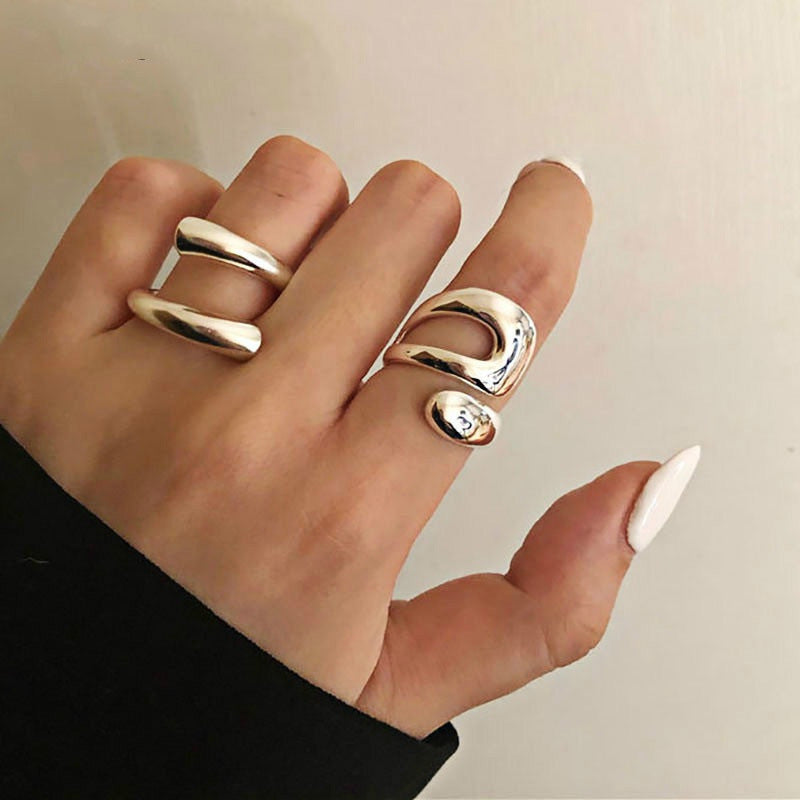 Staggered Geometric Knuckle Style Personalized Hip Hop Punk Rings