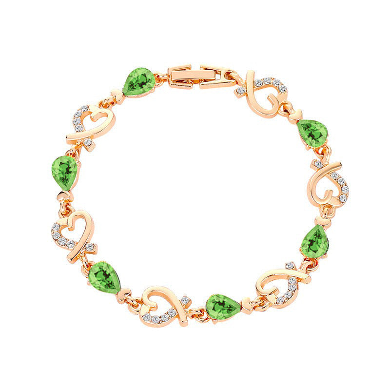 Women's Baroque Heart-shaped Crystal Three-dimensional Hollow Flower Vintage Bracelets