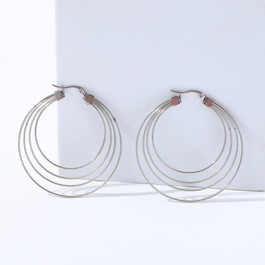 Women's French Style Stainless Steel Trendy Fashion Hoop Rings