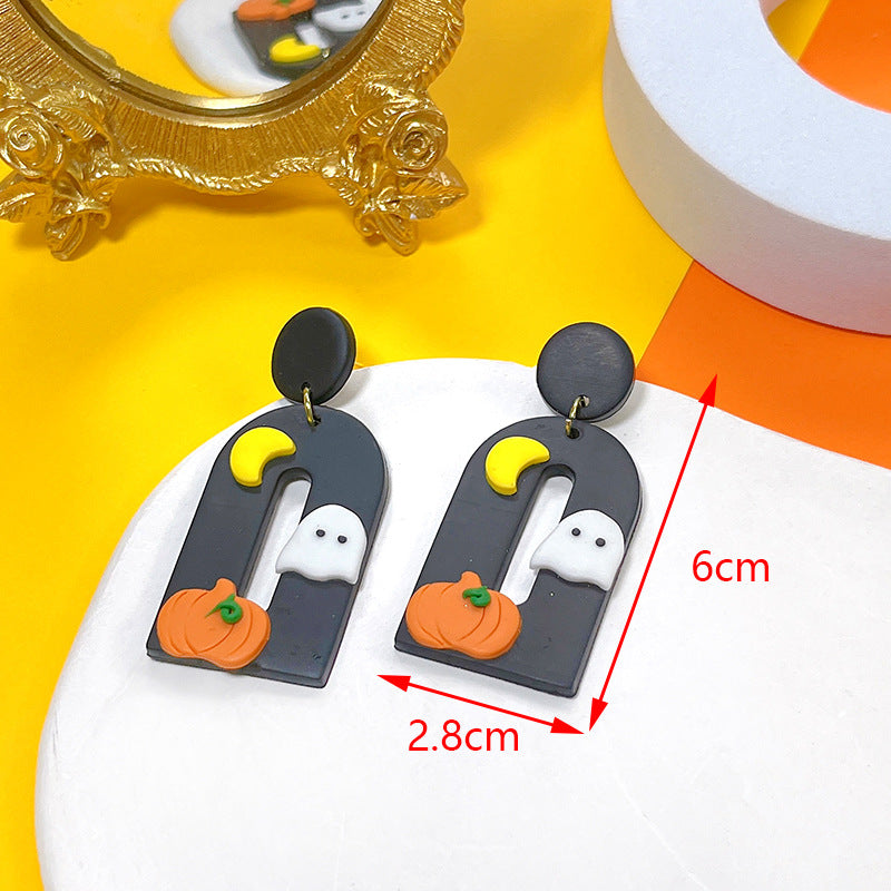 Clay Ear Hooks Female Funny Ghost Earrings