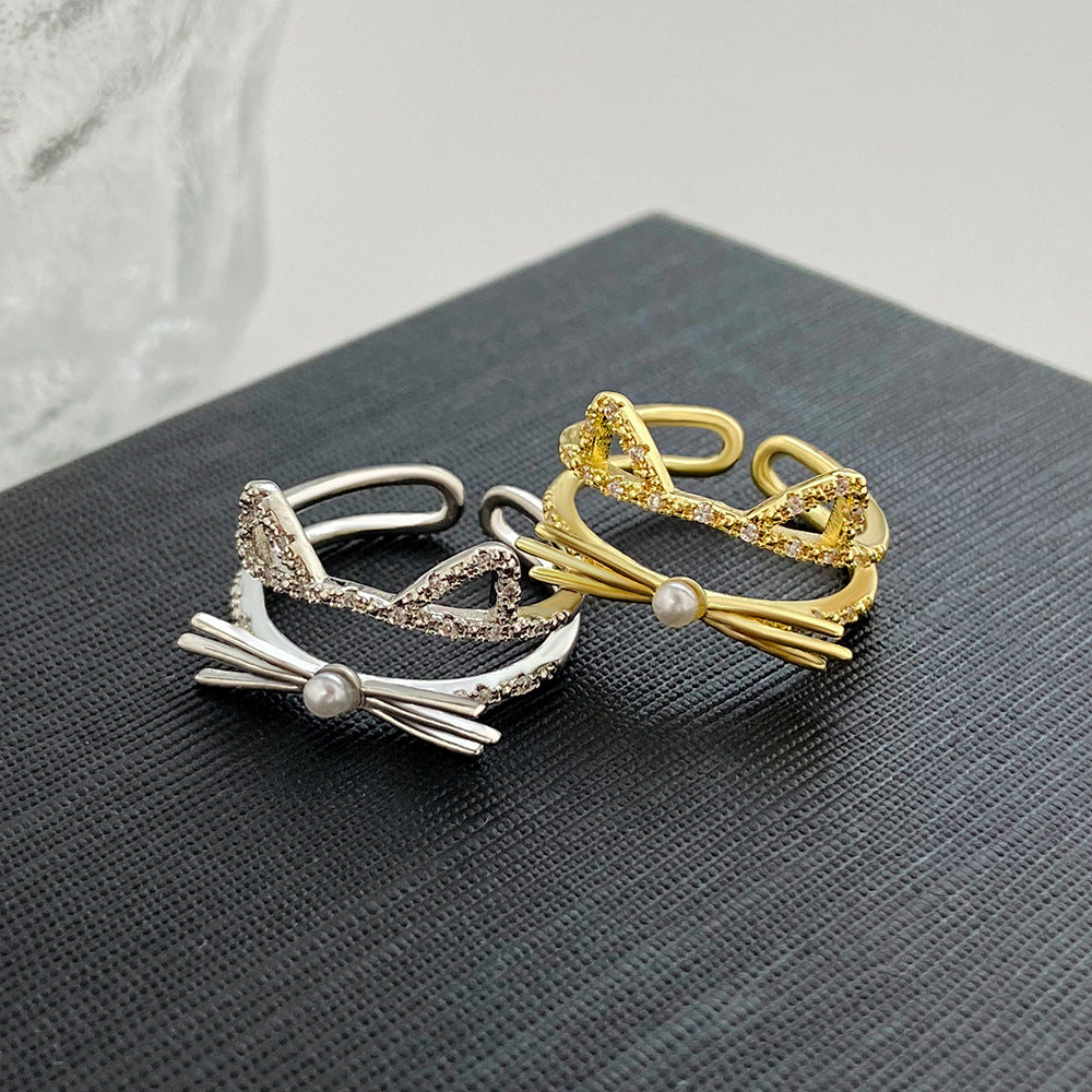 Women's Cat Design Fashion Personalized Opening Index Rings