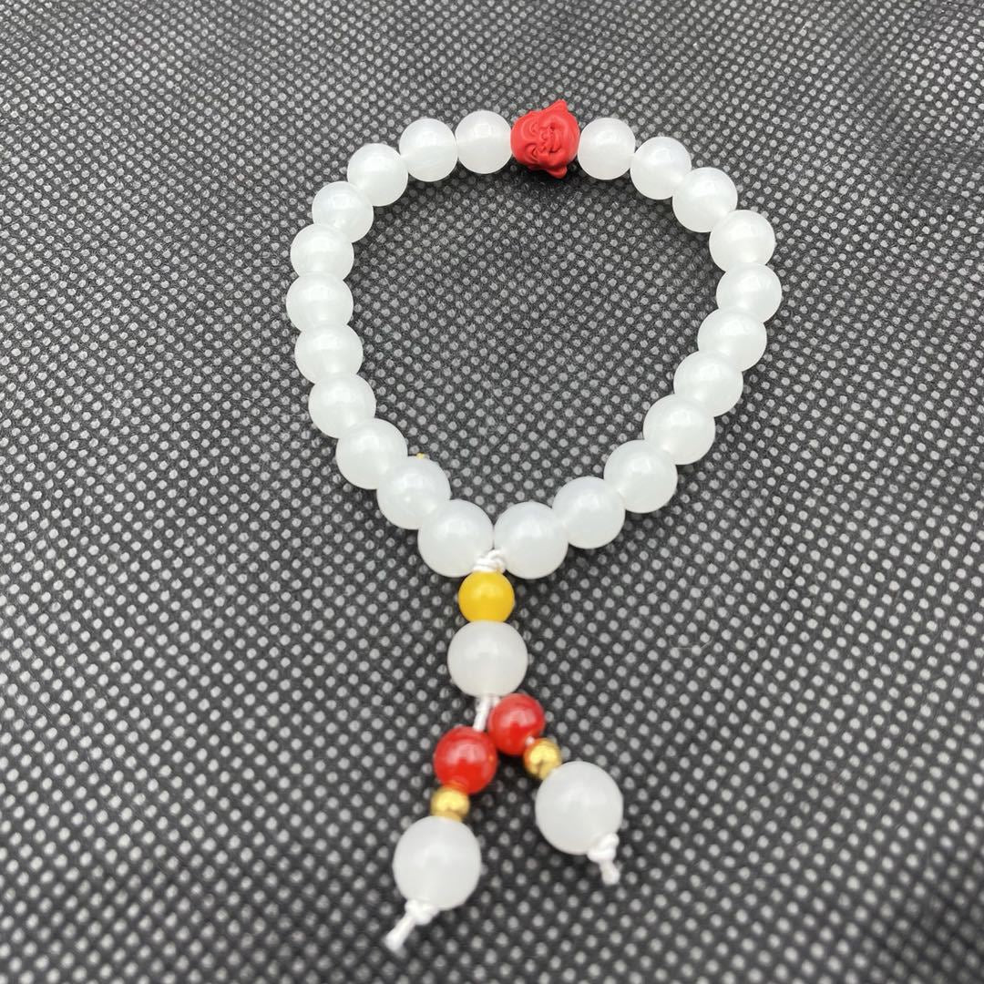 Women's & Men's Suet Round Beads Cinnabar Buddha Head Bracelets