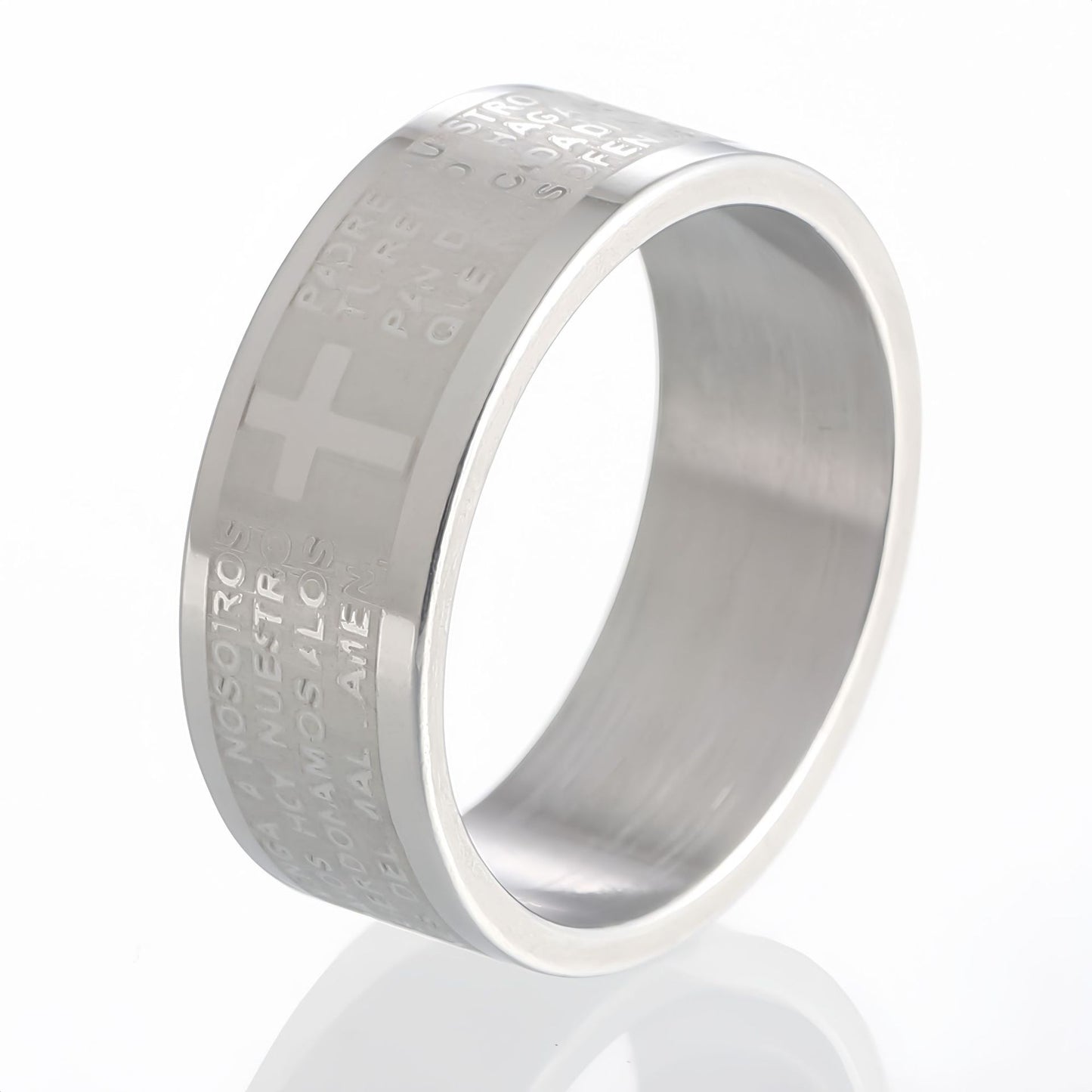 Men's Stainless Steel Personalized Carved Cross Letter Ring