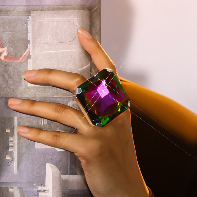 Square Eye-catching Stylish Simple Versatile Light Rings