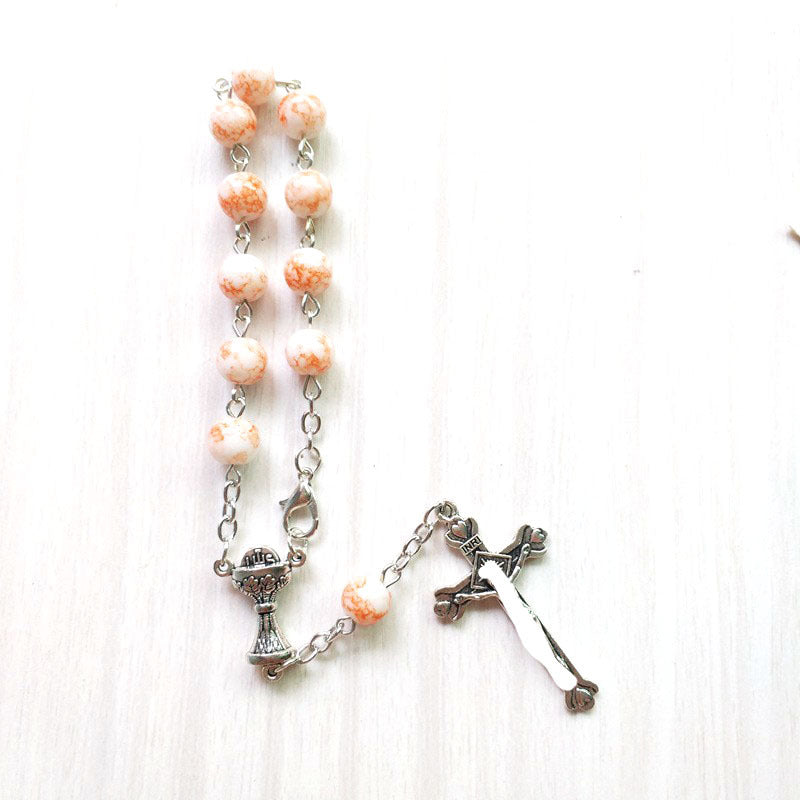 Small Glass Pattern Bead Cross Beads Bracelet