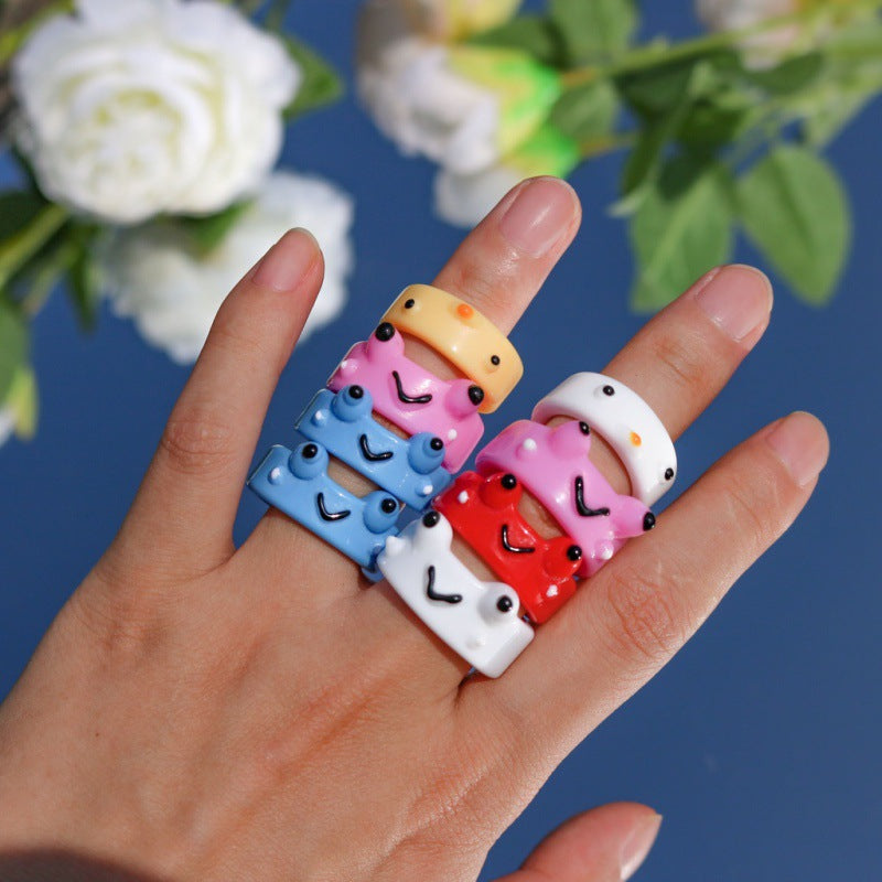 Resin Colorful Personality Animal Cartoon Cute Rings