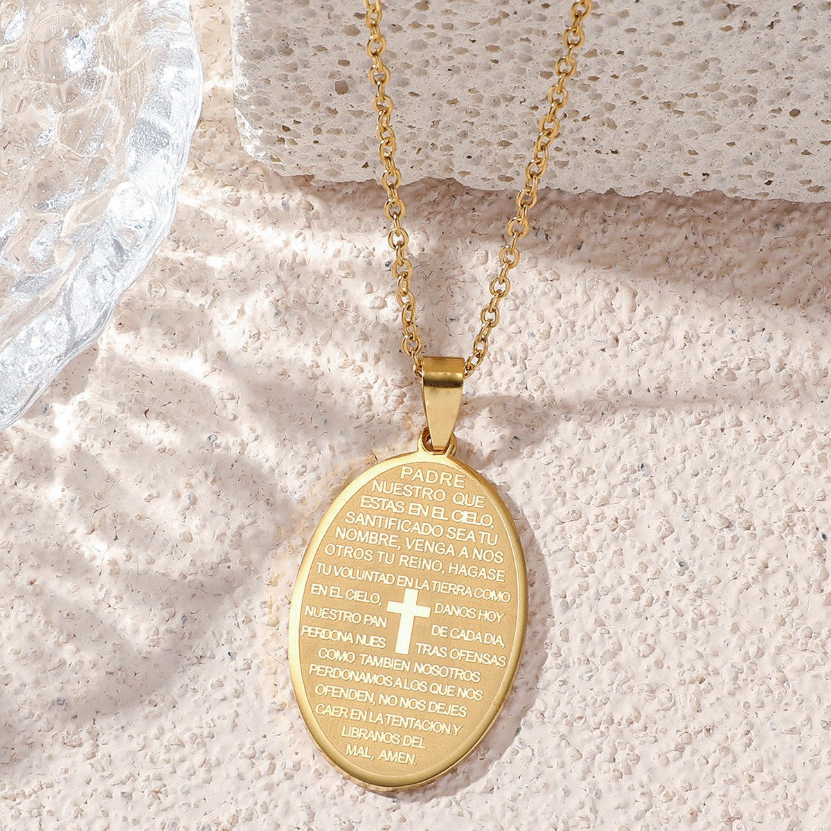 Women's & Men's Stainless Steel Oval Cross Titanium Does Pendants