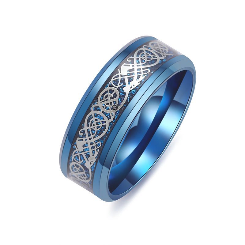 Men's Inlaid Dragon Pattern Titanium Steel Stainless Rings