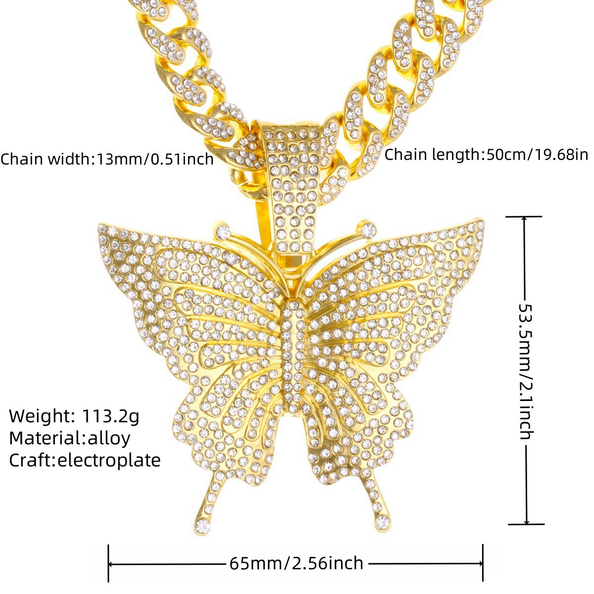 Hop Alloy Full Diamond Exaggerated Dripping Necklaces