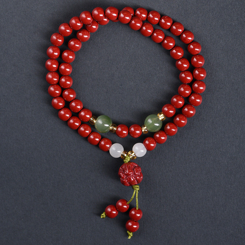 Women's Double Circle Buddha Beads Multi String Life Red Bracelets