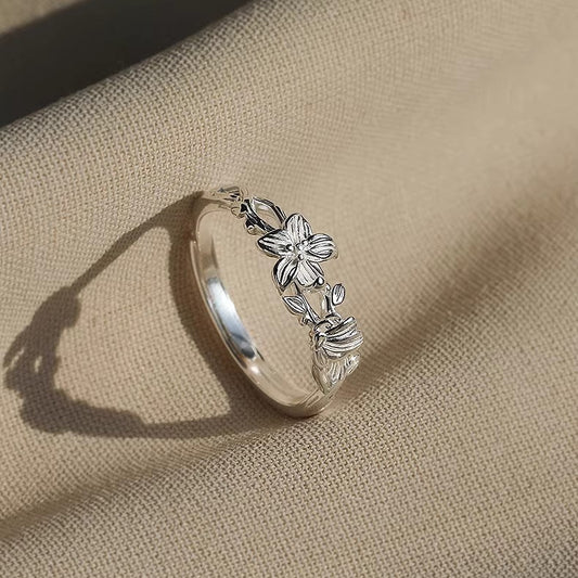 Women's Sterling Sier Lily Flower For Design Exquisite Ring