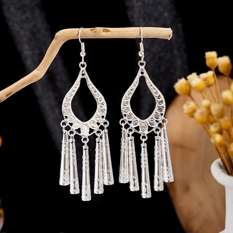 Imitation Miao Sier Ethnic Style Peacock Earrings