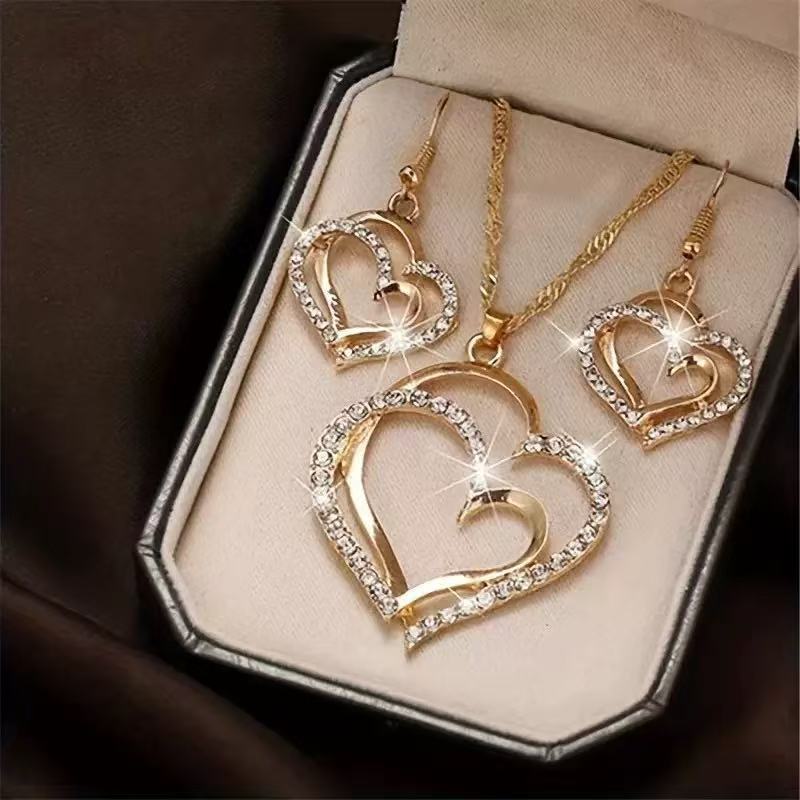 Peach Heart Suite High-grade Versatile Design Light Luxury Jewelry Set