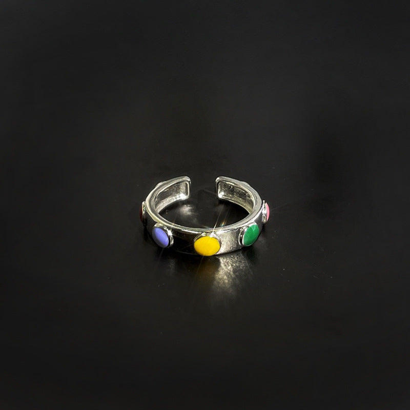 Colored Drip Glaze Cold Sweet Cool Popular Rings