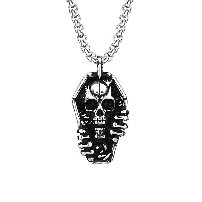 Men's Skull Titanium Steel Personality Half Face Necklaces