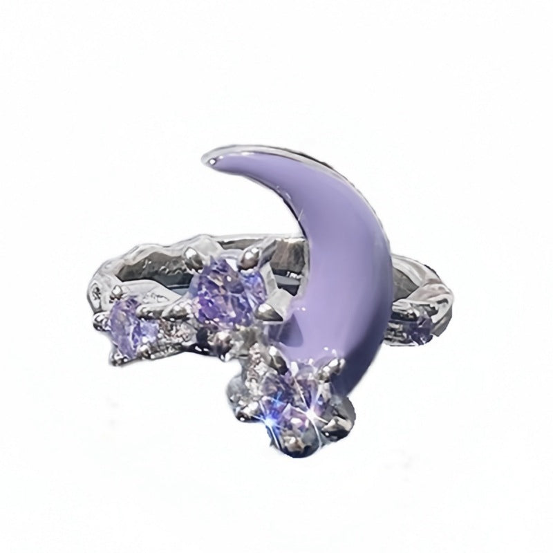 Niche Design Star Purple Diamond Zircon Series Rings