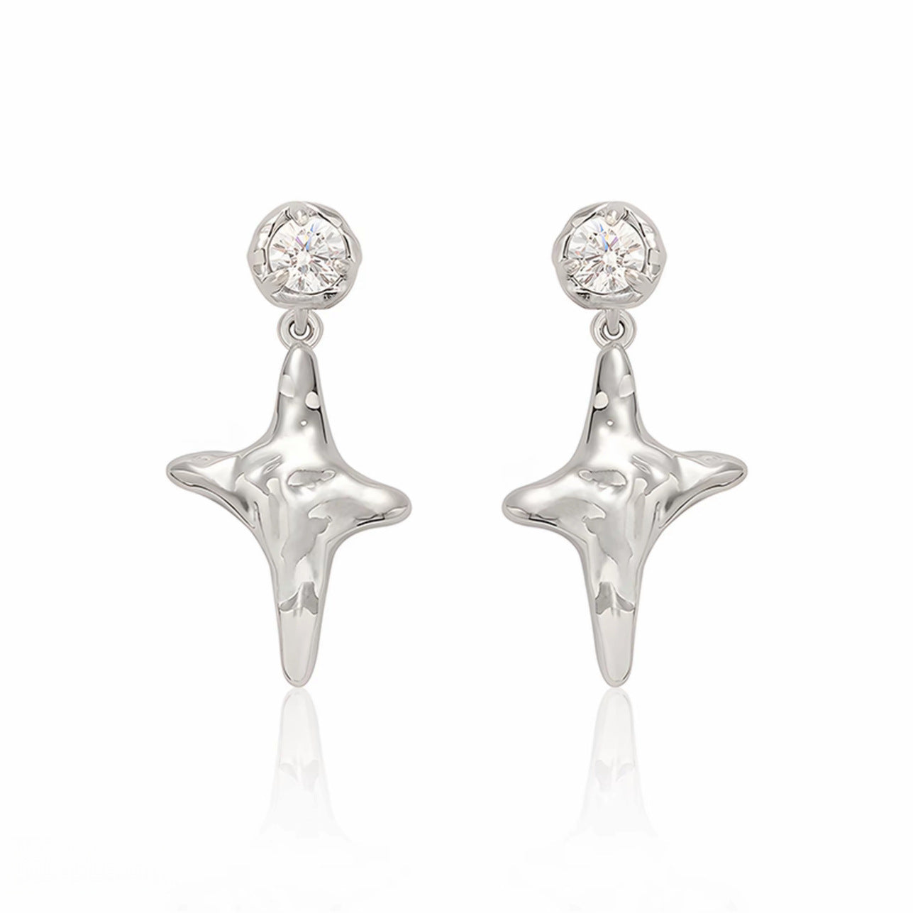 Women's Diamond Four Stars High-grade Cold Wind Sier Simple Small Rings
