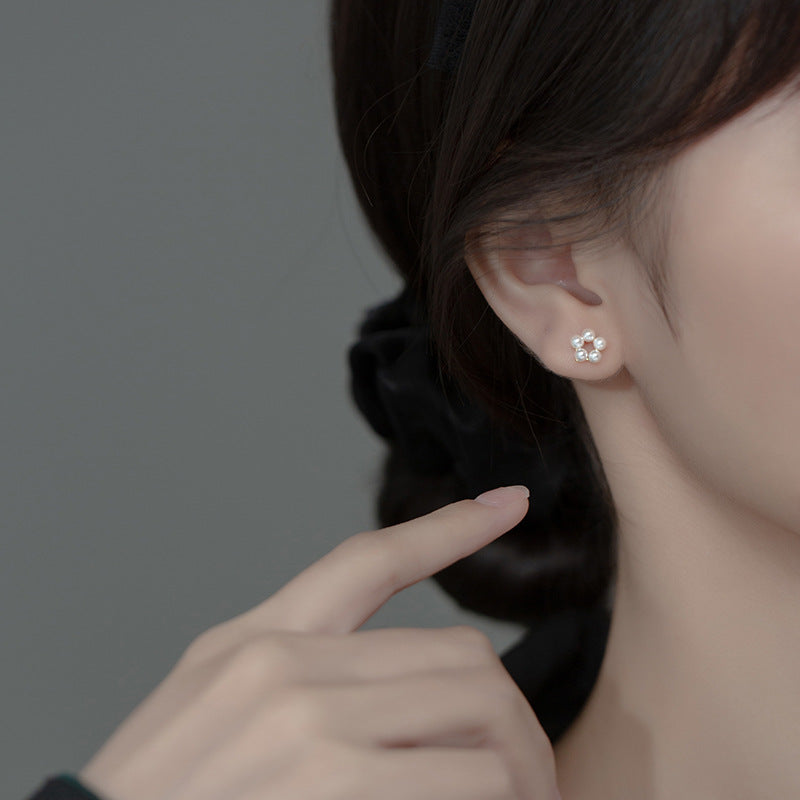 Simple Korean Style Synthetic Pearl Five Earrings