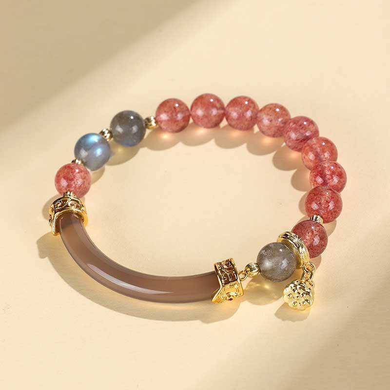 Strawberry Crystal Gray Moonlight Half Beaded Female Niche Bracelets