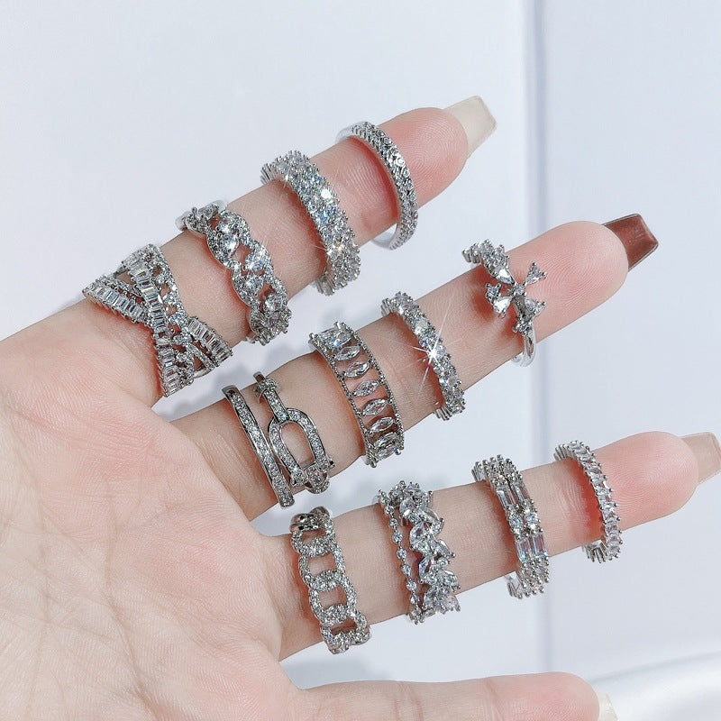 Luxury High-grade Full Diamond Open-end Zircon Rings