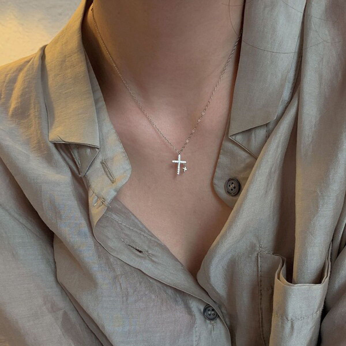 Cross Zircon Accessories Light Luxury Minority Necklaces