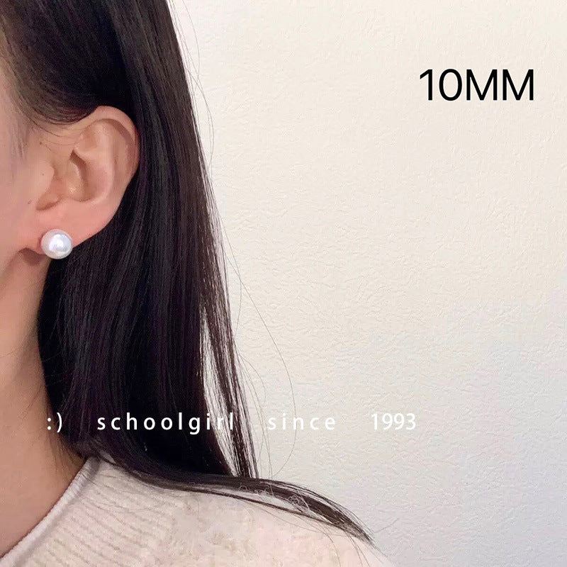 French Style Retro Colorful Large Pearl Elegant Stud Earrings