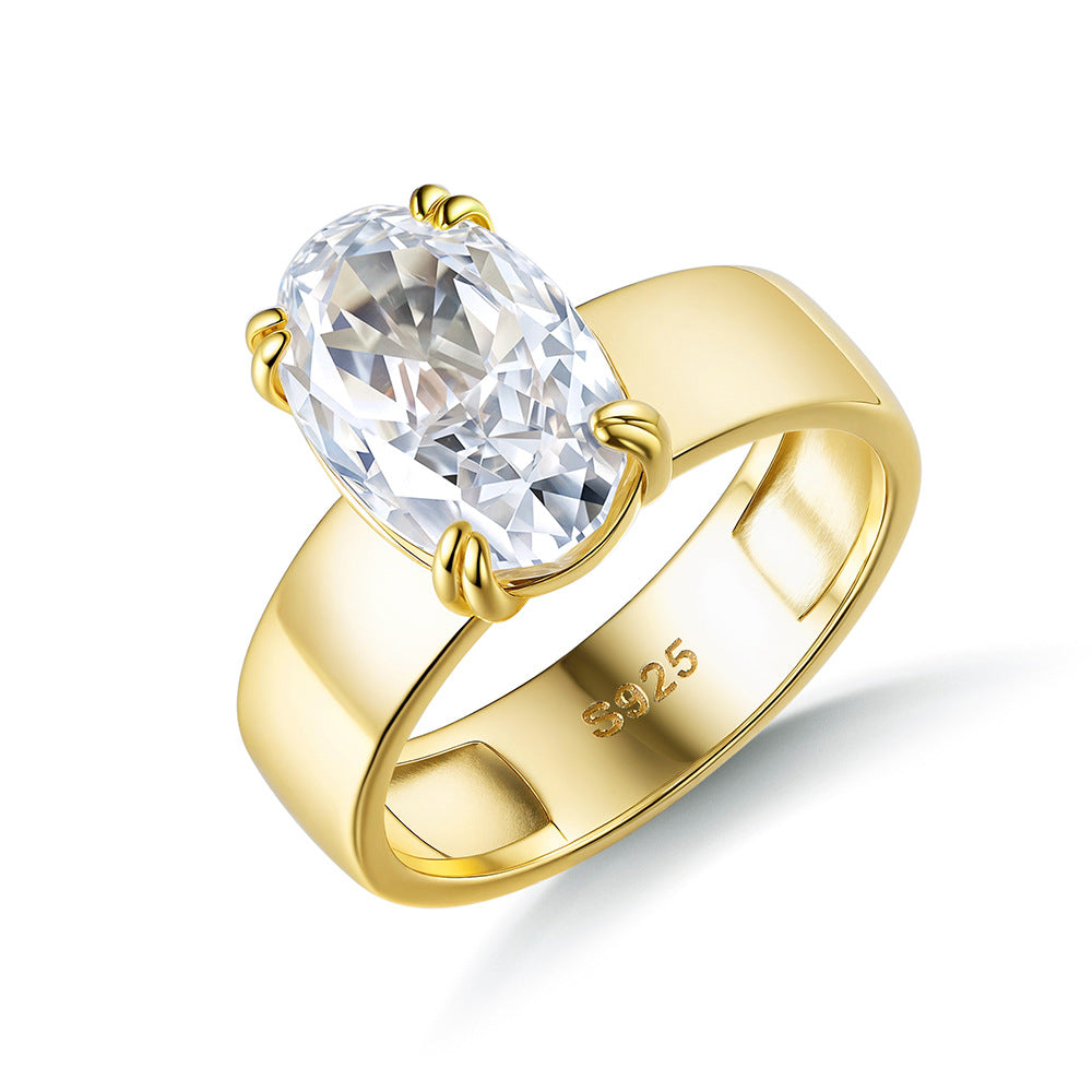 Sier Simple Classic Ice Flower Cut Zircon Female Rings