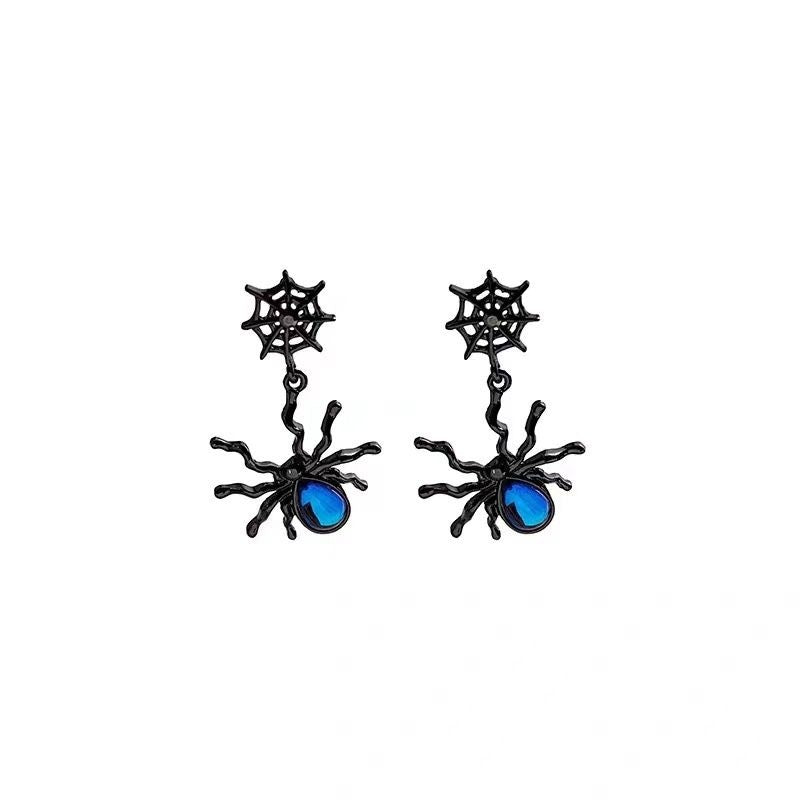 Wind Dark Spider Moonstone Personalized Three-dimensional Earrings