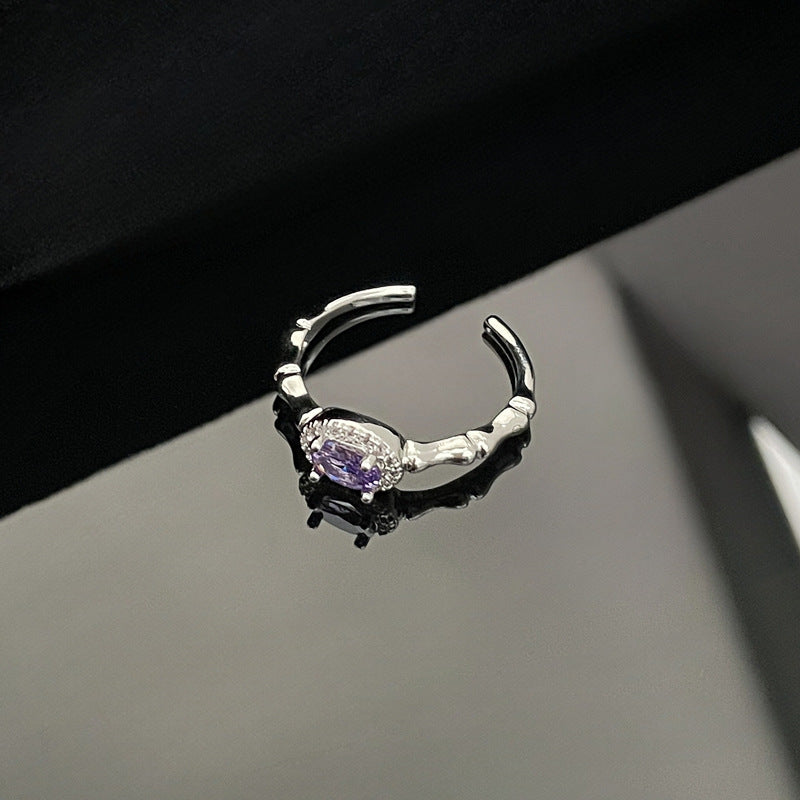 Purple Diamond Zircon High-grade Temperament Open Female Cold Style Rings