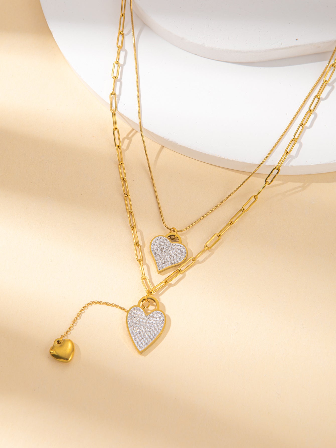 Women's Female With Hearts Zircon Light Luxury Design Earrings