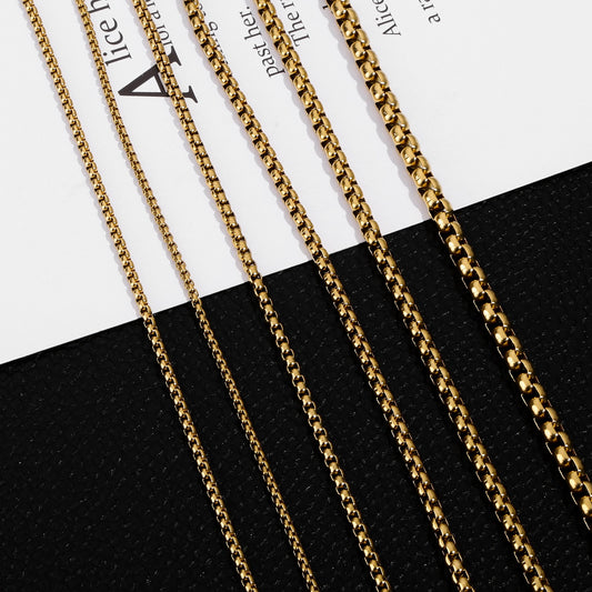 Square Pearl Chain Titanium Steel Stainless Necklaces