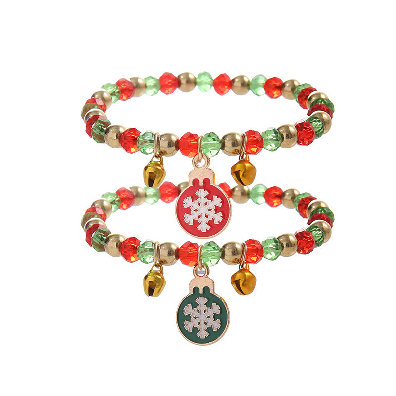 Christmas Red Green Crystal Beads String Bracelets